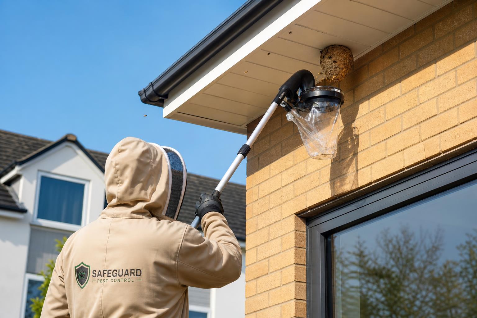 Wasp nest removal from a roofline